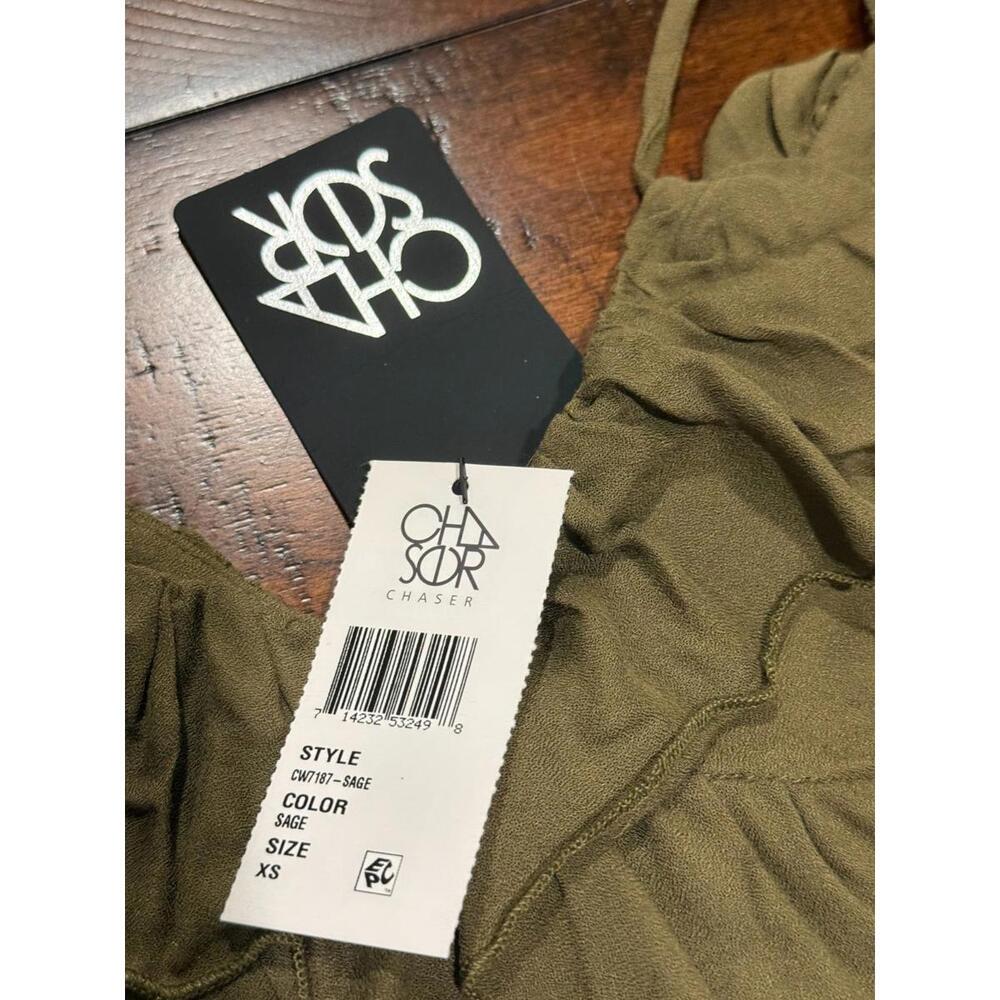 Chaser Brand - Ruffle Tank Top with Adjustable Straps - CW7187 Sage, Size XS - Picture 2 of 4